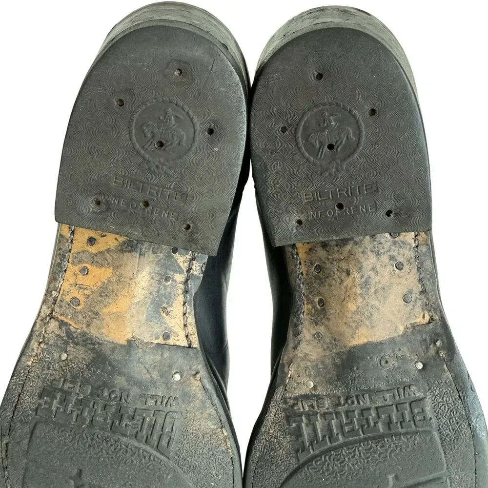 Biltrite Men's Black Leather Western Cowboy Boots Size 12D Non-Slip Made In USA